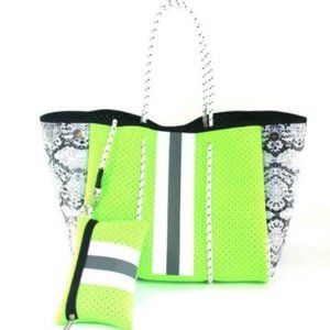 NEW** Neon Lime & Snakeskin Print Neoprene Tote Bag   ** Price NOT Negotiable**